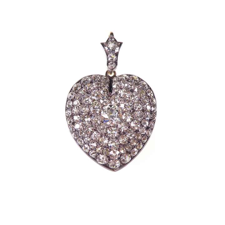 Pave set diamond heart locket pendant